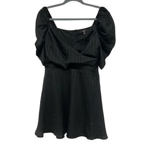 Lulus dance after dark black satin a-line mini dress size medium